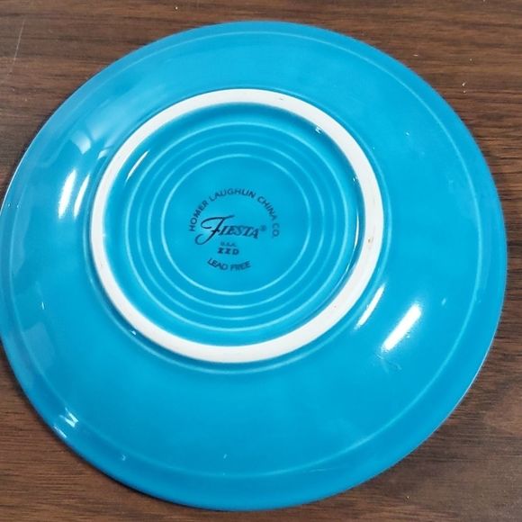 Homer Laughlin China‎ Co. Fiesta 4 Peacock Blue Saucers - Picture 4 of 11